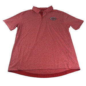 MLB Cincinnati Reds Men's Polo‎ Shirt Large Short Sleeve Snaps Lightweight Red